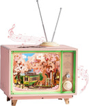 Rolife 3D Puzzle for Adults-Sakura Dreamy Tour, 3D Wooden Puzzles TV Music Box, DIY Creative Craft Kits Model Kits
