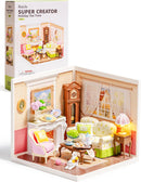 Rolife Holiday Tea Time Super Creator Kits, Tiny House Building Blocks for Little Dolls, DIY Plastic Model Building Kits