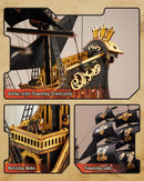 Rokr The Seahorse Barque 3D Wooden Puzzles for Adults, Black Sailboat Model Kits, Pirate Ship Building (603 Pcs)