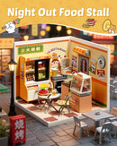 Rolife Super Creator Series, DIY Mini Night Out Food Stall Dollhouse House Kit, Bulid for Action Collectible Figures