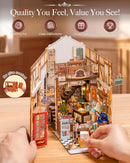 Rolife 3D Wooden Puzzle Book Nook Wisdom Stationery Shop, Book Themed Decorative Insert, Creative DIY Kit