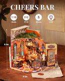 Rolife Cheers Bar & Dining DIY Miniature House Kit for Adults, Mini Wooden Dollhouse, Tiny House Diorama Building Kits
