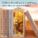 Rolife Sunshine Town LED Book Nook Kit-Decorative Bookend Stand-3D Wooden Puzzle for Adults-Bookshelf Insert