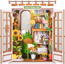 Rolife 6 hrs DIY Book Nook Kit, Secret Bloomy Nook TGE04 3D Wooden Puzzle Floristry Garden, Bookend with Touch LED Light