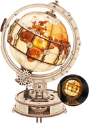 ROKR 3D Wooden Puzzles for Adults Illuminated Globe with Stand 180pcs 3D Puzzles Built-in LED Model Kit