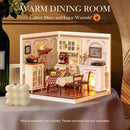 Rolife Warm Dining Room Super Creator-DIY Plastic Miniature House for Adults, Mini Blocks Model Kit Building Set