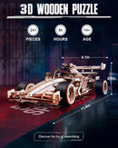 ROKR 3D Wooden Puzzle 1:18 Scale Formula Racing Cars for Adults, 5 Hour Build, Wind up Toys Model Car Kits