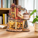 ROKR 3D Puzzle for Adults Factory Wooden Model Kit Luminous Factory DIY Dollhouse Kit Building with Music