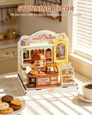 Rolife Cookii Bunny's Cookie Shop DIY Miniature House Kit for Adults, Mini Wooden Dollhouse Kit