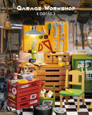 Rolife DIY Miniature House Kit Garage Workshop, Build 1/20 Mini House Building Kit with LED Craft Kits