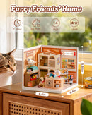 Rolife Super Creator Furry Friends' Home DIY Miniature House Kit, Snap-Fit Plastic 3D Puzzle No Glue Needed