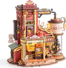ROKR 3D Puzzle for Adults Factory Wooden Model Kit Luminous Factory DIY Dollhouse Kit Building with Music
