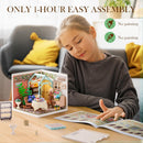 Rolife Blooming Tea Garden Super Creator-DIY Plastic Miniature House for Adults, Mini Blocks Model Kit Building Set