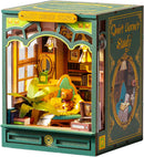 Rolife DIY Book Nook Kit Quiet Corner Study, Miniature Dollhouse Bookend with Touch LED Lights