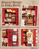 Rolife DIY Miniature Doll House Kit with Furniture for Children Adult Wooden Kits Toy (Blossom Book Booth)