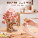 Rolife 3D Puzzles for Adults, Cherry Blossom Bonsai Tree Plants, Japanese Sakura Tree House Flowers Building Set