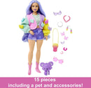 Barbie Extra Doll with Pet Koala, Wavy Lavender Hair, Butterfly Sweater Outfit and Accessories