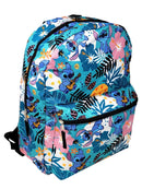 Lilo & Stitch 16" Backpack All-Over Print Flowers Pineapples w/ Front Pocket