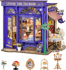 Rolife DIY Miniature Doll House Kit with Furniture for Children Adult Wooden Kits Toy (Leisure Time Tea Room)