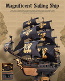 Rokr The Seahorse Barque 3D Wooden Puzzles for Adults, Black Sailboat Model Kits, Pirate Ship Building (603 Pcs)