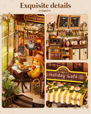 Rolife Holiday Café 5 Hrs DIY Book Nook Kit, Miniature Dollhouse Booknook Kit
