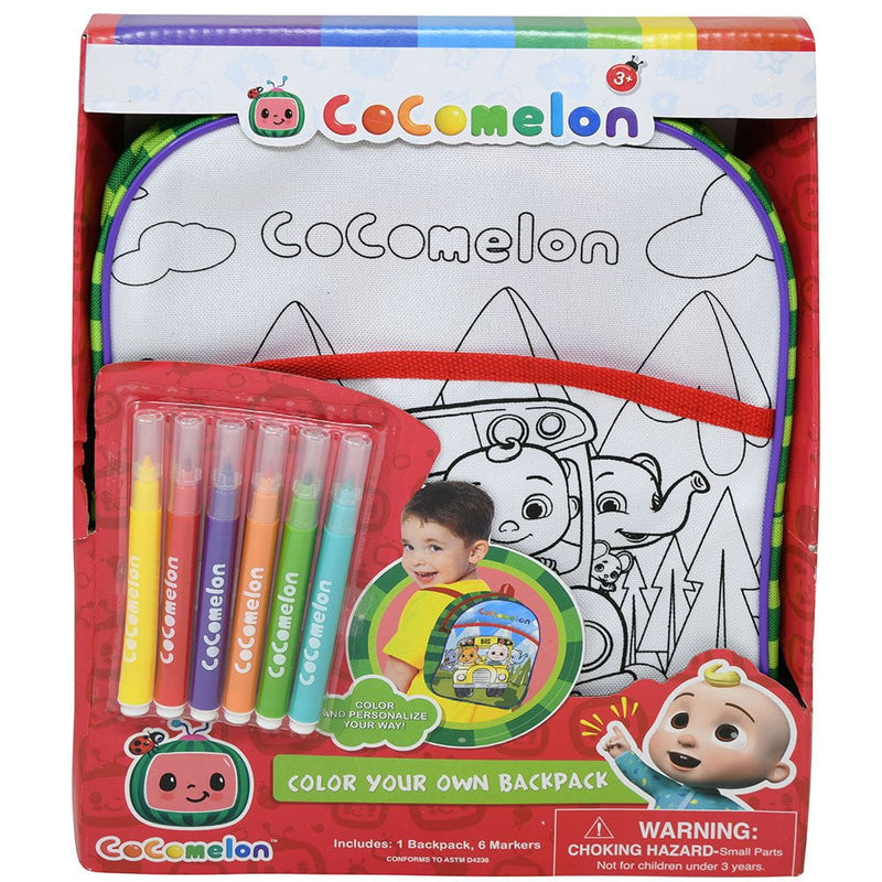 Cocomelon Fashion Color your own Backpack with 6 markers