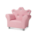 Melissa & Doug Child's Crown Armchair, Pink Faux Leather Children's Furniture (Armchair for Kids, Sturdy Construction, 17.5" H x 18.3" W x 23" L)