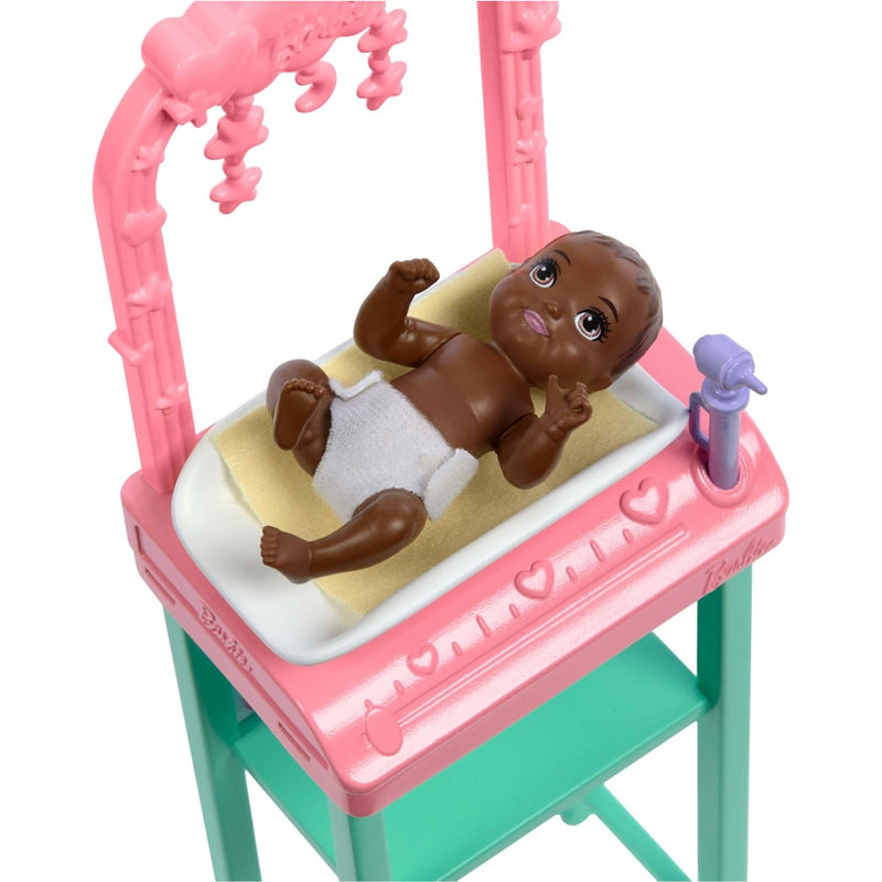 Barbie Baby Doctor with Blonde Fashion Doll Wearing Pink Scrubs, 1 Baby Doll with Accessories & Furniture