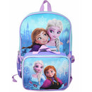 Disney Frozen Elsa & Anna 16" Backpack for School with Rectangular Lunch Bag, for Kids