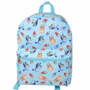 Bluey Gnomes All over print Nylon Blue Kids 16" School Backpack for Girls and Boys ages 3+