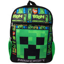 Minecraft Backpack 16" Creepers Front Pocket Boom TNT Green Boys Kids