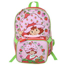 Pink Strawberry Shortcake 16" Shoulder Backpack for School with Rectangular Lunch Bag, For Girls