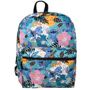 Lilo & Stitch 16" Backpack All-Over Print Flowers Pineapples w/ Front Pocket