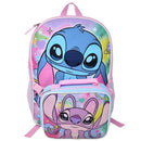 Disney Stitch and Angel 16" Shoulder Backpack for School with Rectangular Lunch Bag, For Girls