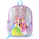 Disney Princess Transparent Backpack Clear 16" School Bag for Girls