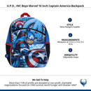 Marvel Captain America Blue Boys 16 inch School Backpack