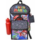 Super Mario 16" Backpack with lunch bag water bottle, carabiner clip & ID holder
