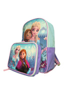Disney Frozen Elsa & Anna 16" Backpack for School with Rectangular Lunch Bag, for Kids