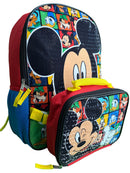 Disney Mickey Backpack for School with Rectangular Lunch Bag, for Kids