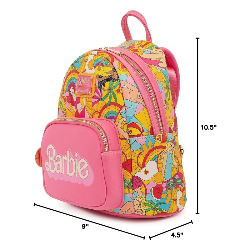 Loungefly Pink Barbie Fun in the Sun Mini Faux Leather Backpack with Pockets