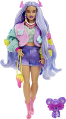 Barbie Extra Doll with Pet Koala, Wavy Lavender Hair, Butterfly Sweater Outfit and Accessories