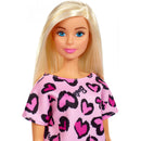 Barbie Doll, Blonde, Wearing Pink Heart-Print Dress
