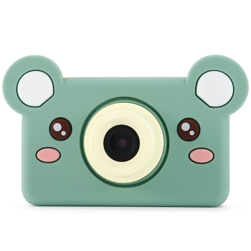 Kidamento Kids Digital Camera & Video Camcorder, Soft BPA-Free Silicone Casing, 32GB Memory Card - Model C - Mikayo The Bear