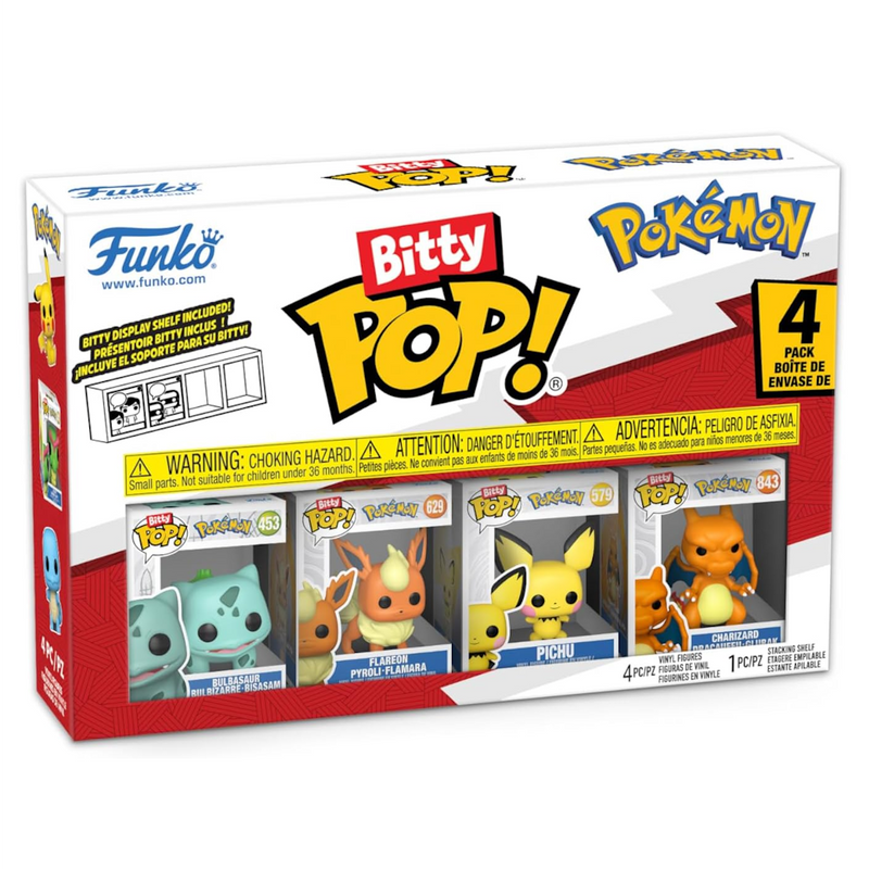 Funko Pop! Bitty: Pokemon - Bulbasaur, Flareon, Pichu, and Charizard - 0.9 Inch (2.2 Cm) Collectable