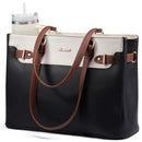 LOVEVOOK Laptop Tote Bag for Women Work, Teacher Tote Bag with Large Cup Holder, Waterproof Leather Computer Bag