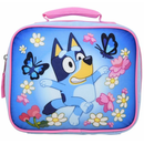 Bluey with Flowers and Butterfly Kids School Lunch Bag, Blue and Pink