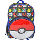 Pokemon "Pokeball" 16" Backpack with Molded Round Front Pocket & Metallic Printing