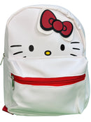 Hello Kitty 10" White Faux Leather Mini Backpack with small Front Pocket