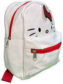 Hello Kitty 10" White Faux Leather Mini Backpack with small Front Pocket