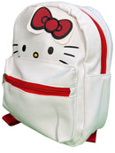 Hello Kitty 10" White Faux Leather Mini Backpack with small Front Pocket